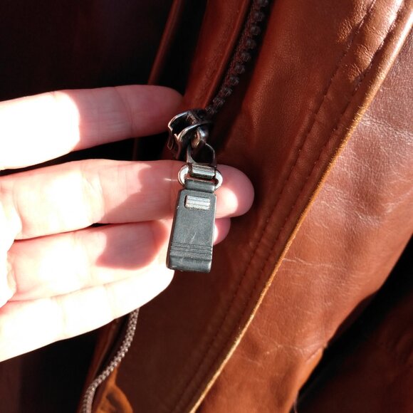 Vintage 90s XL Brown Jacket Leather by Mann 54" Chest - Picture 8 of 16